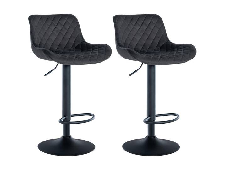 CLP Barhocker 2er Set Samt Schwarz, Metall, 48x81x54 cm, Esszimmer, Barmöbel, Barhocker