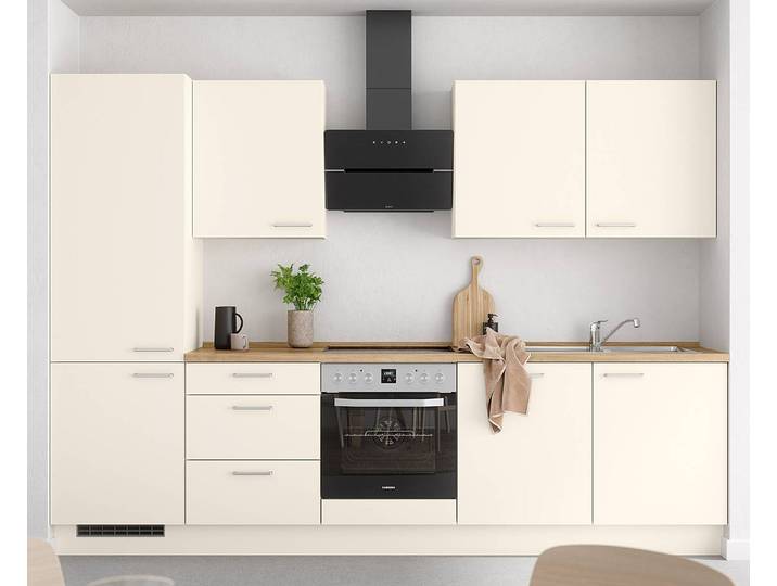 Küchenzeile High-Line Touch Variante C 300cm Ausrichtung links Beige/Magnolia/Eiche Sierra Dekor AEG