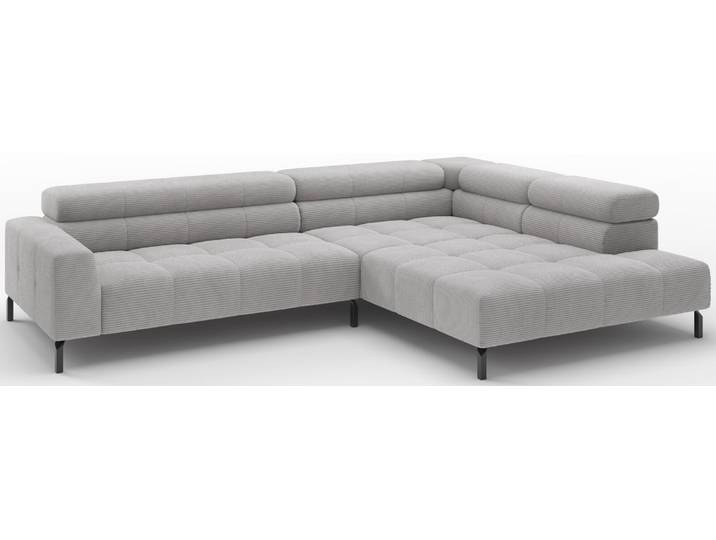 Lounge Handmade Ecksofa mot. Sitzvorzug LH-CELSO 2.0, grau, Cord