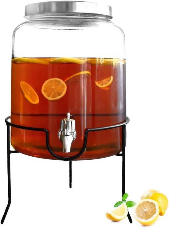 Sendez Drankdispenser van Glas met Standaard - 7 Liter - Helder