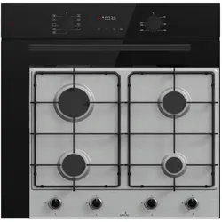Böhme Einbauherdset mit Elektrobackofen HB60F78PPB +Gasline GAG60INX Gaskochfeld 60cm Edelstahl mit 4 Brennern