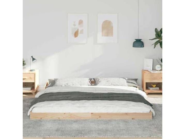 KTHLBRH Bettgestell, braun, 200 x 220 cm, Kiefer massiv Plattform-Design, solide Basis, einfache Wartung, moderne Zimmer