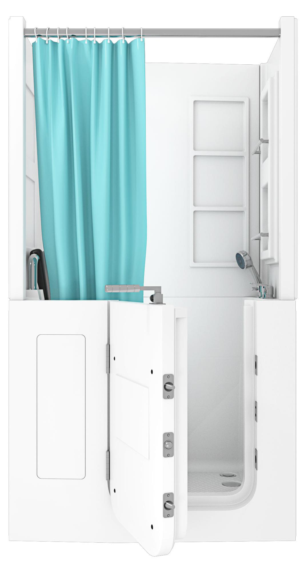 Seniorendusche und Sitzwanne Kombination Wanne mit Tür S08D-B-L 110x68x205cm