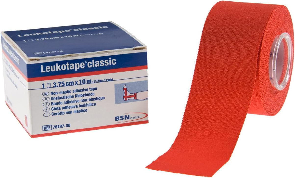 Leukotape Classic Fita Elástica Adesiva 3,75 cm x 10 metros: Cor Vermelha
