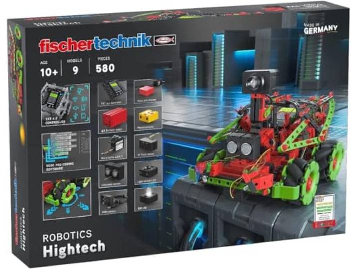 fischertechnik 559895 ROBOTICS – Hightech, Bausatz ab 10 Jahren, Experimentierkasten für 9 Roboter Modelle, mit Spracherkennung & Bildverarbeitung