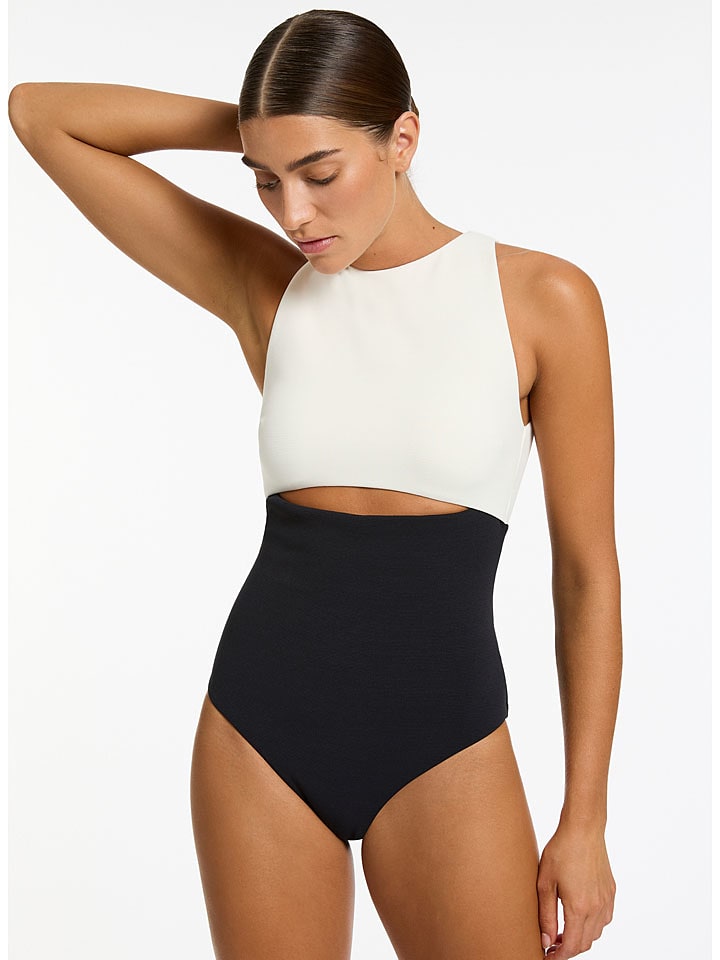 Jets Badeanzug in Creme/ Schwarz - M