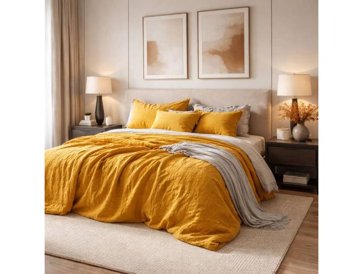 Parure de couette en gaze de coton safran