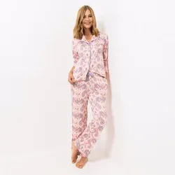 MUK LUKs Pyjama-Set 1/1-Arm/ Knopfleiste Hose 1/1-Länge Eingrifftaschen