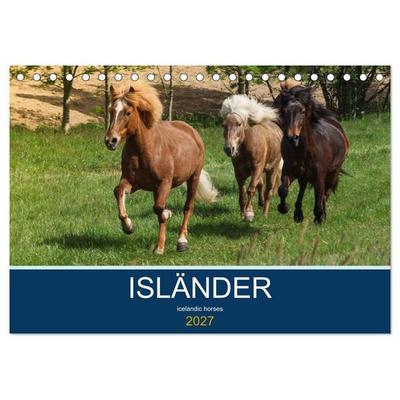 Isländer - icelandic horses (Tischkalender 2027 DIN A5 quer), CALVENDO Monatskalender