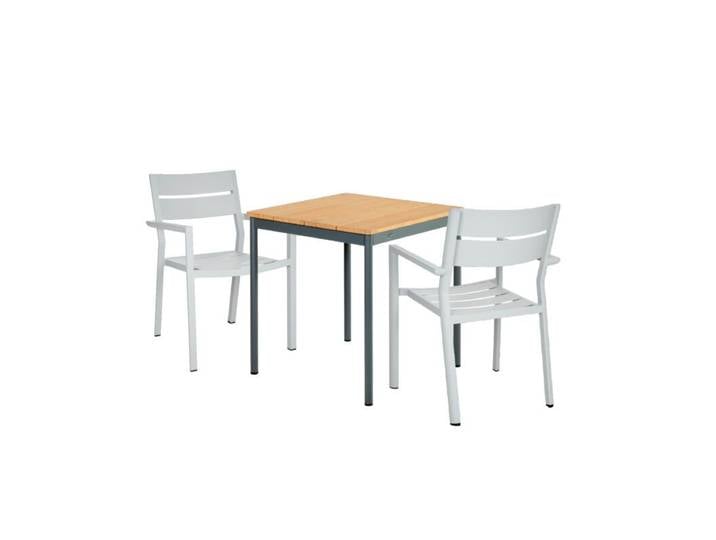 Brafab Delia/Nox Bistro Gartenmöbel-Set 3-teilig, Tischplatte Bambus 70x70 cm Trendig &amp; bunt stapelbar