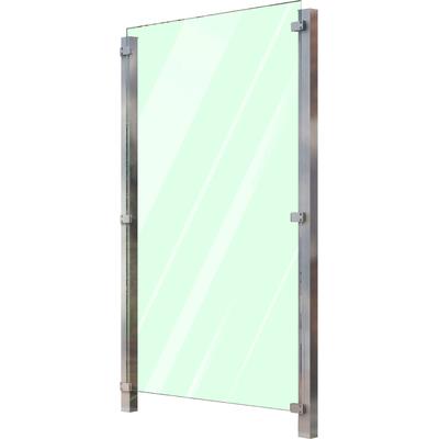Zaun STAKET PRO, silber (silberfarben), Pfosten: 2 Stk., Edelstahl, Glas, Zaunelemente, Glaszaun, Gesamtlänge: 1,115 m, 2 Pfosten