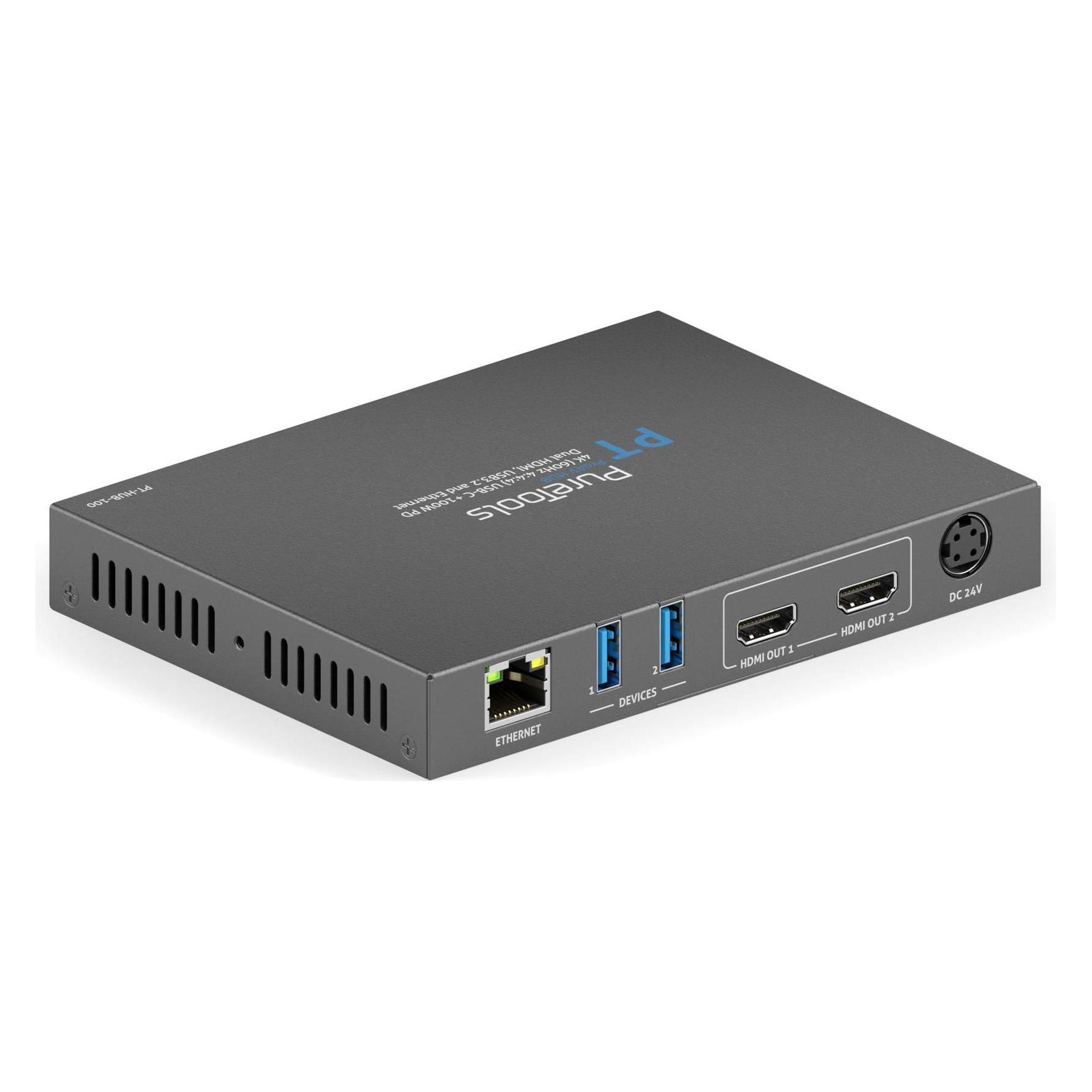 Purelink PureTools - ProAV USB-C Alt-mode Docking Station - 4K (60Hz 4:4:4) USB-C + 100W PD Dual 4K HDMI Aus (USB-C, 5 Ports) (PT-HUB-100)