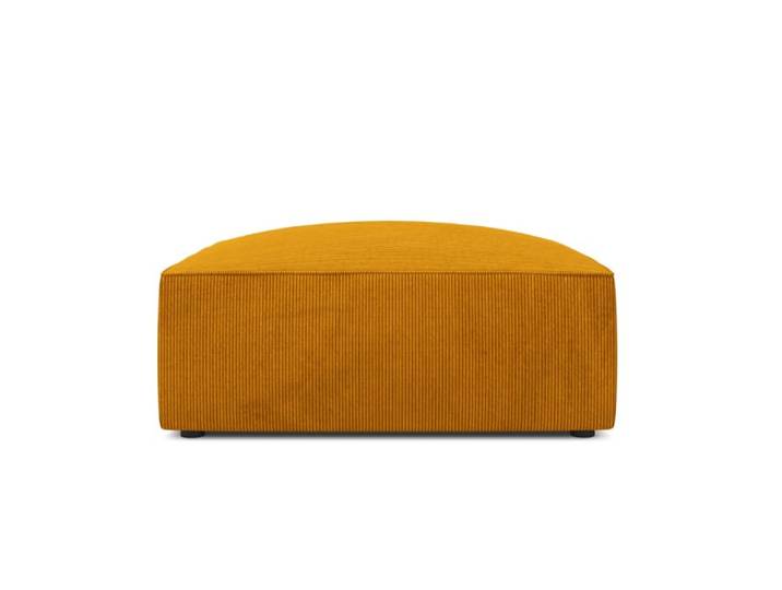 Pouf 1 place en tissu velours côtelé jaune