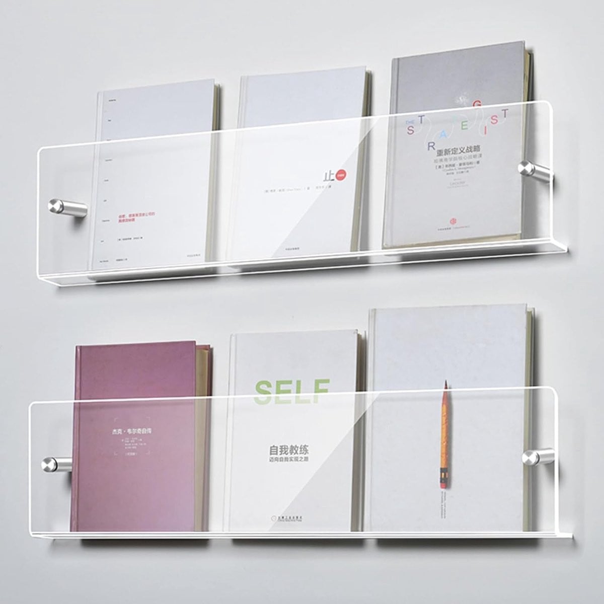 Transparante acryl zwevende wandplanken set voor decoratie, Breedte: 40 cm