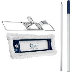 Ha-Ra Set Bodenexpress 42 cm aus Edelstahl & Boden-Faser Nano Gold Soft I robuster Boden-Wischer zur Reinigung für Böden & Wände I wendiger Wischmop