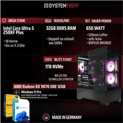 Systemtreff Gaming PC G263280 (1000 GB, 32 GB, Radeon RX 9070 GRE), PC, Schwarz