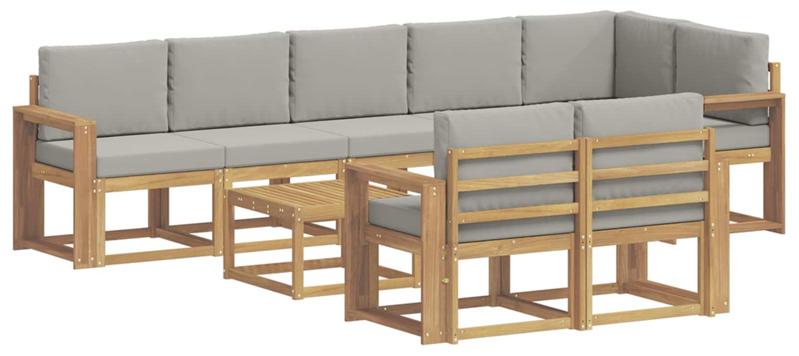 Gartenmöbel-Set mit 9 Sofas, weiß und hellgrau