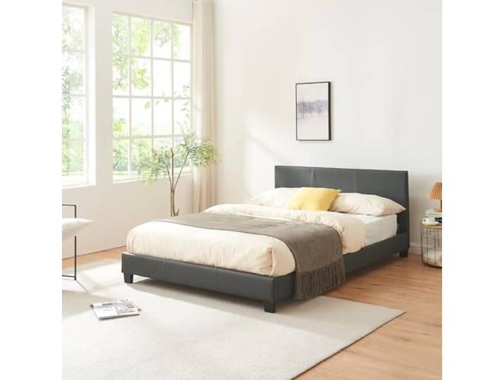 Corium Polsterbett (Design-grau)(140x200cm) modernes Bett/Kunst-Leder/mit Stecklattenrost /