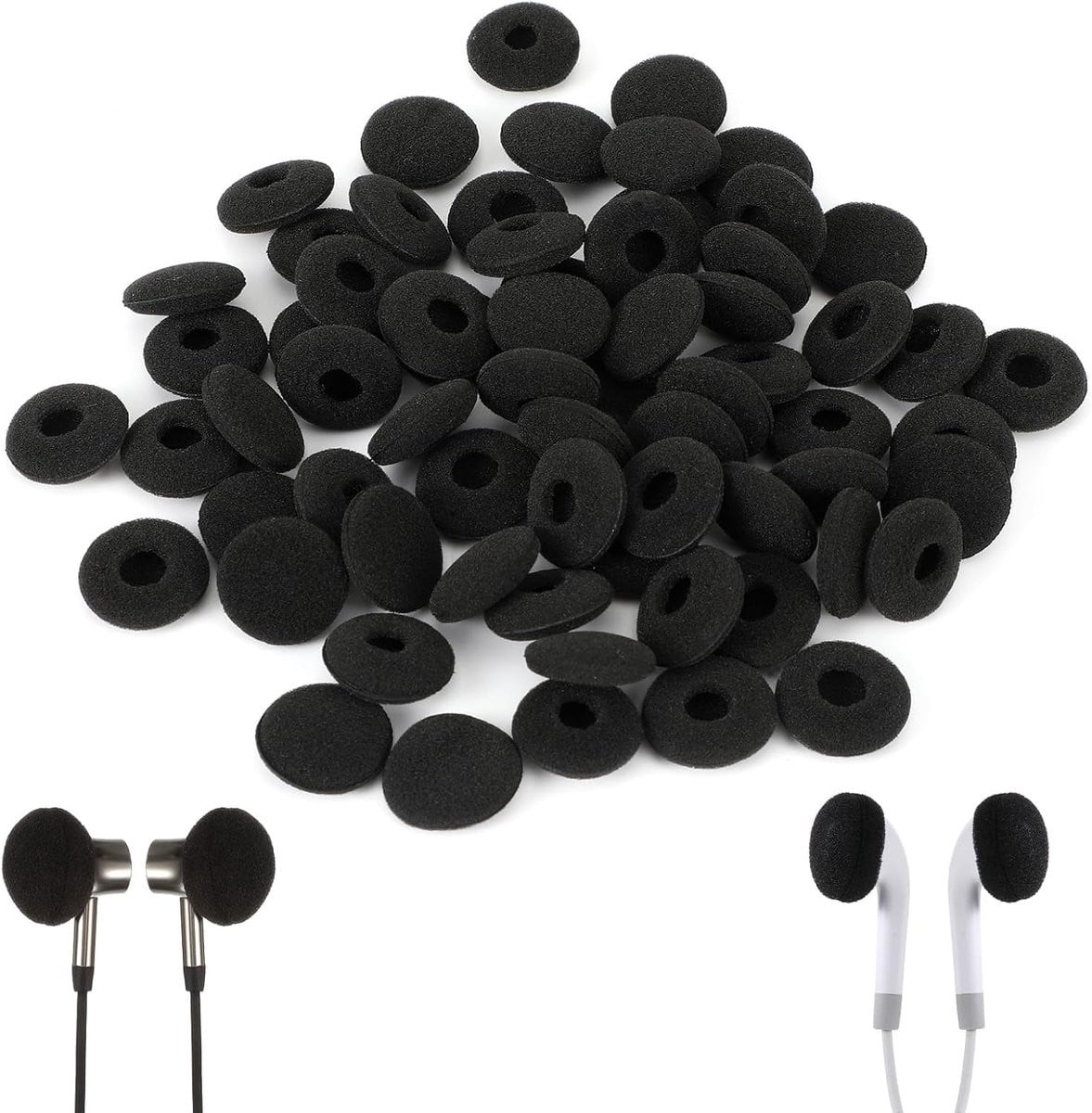 Zachte vervangende oorkussens voor oordopjes, 18 mm, zwart