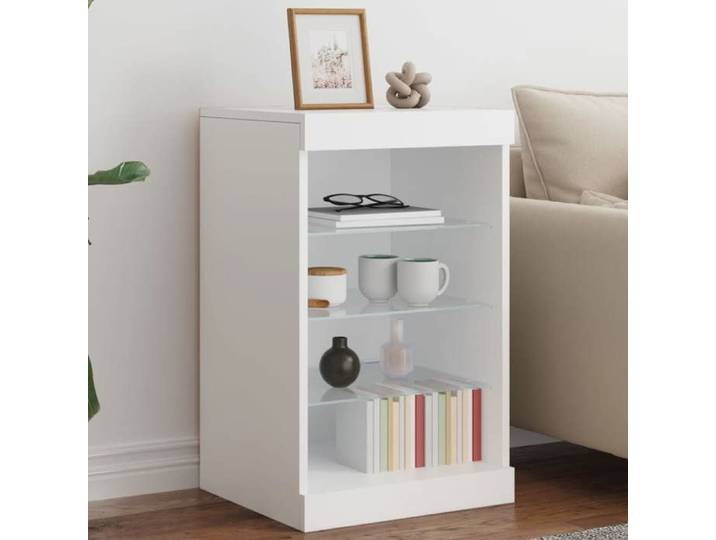 Buffet-Meuble de rangement avec lumières LED blanc 41x37x67 cm