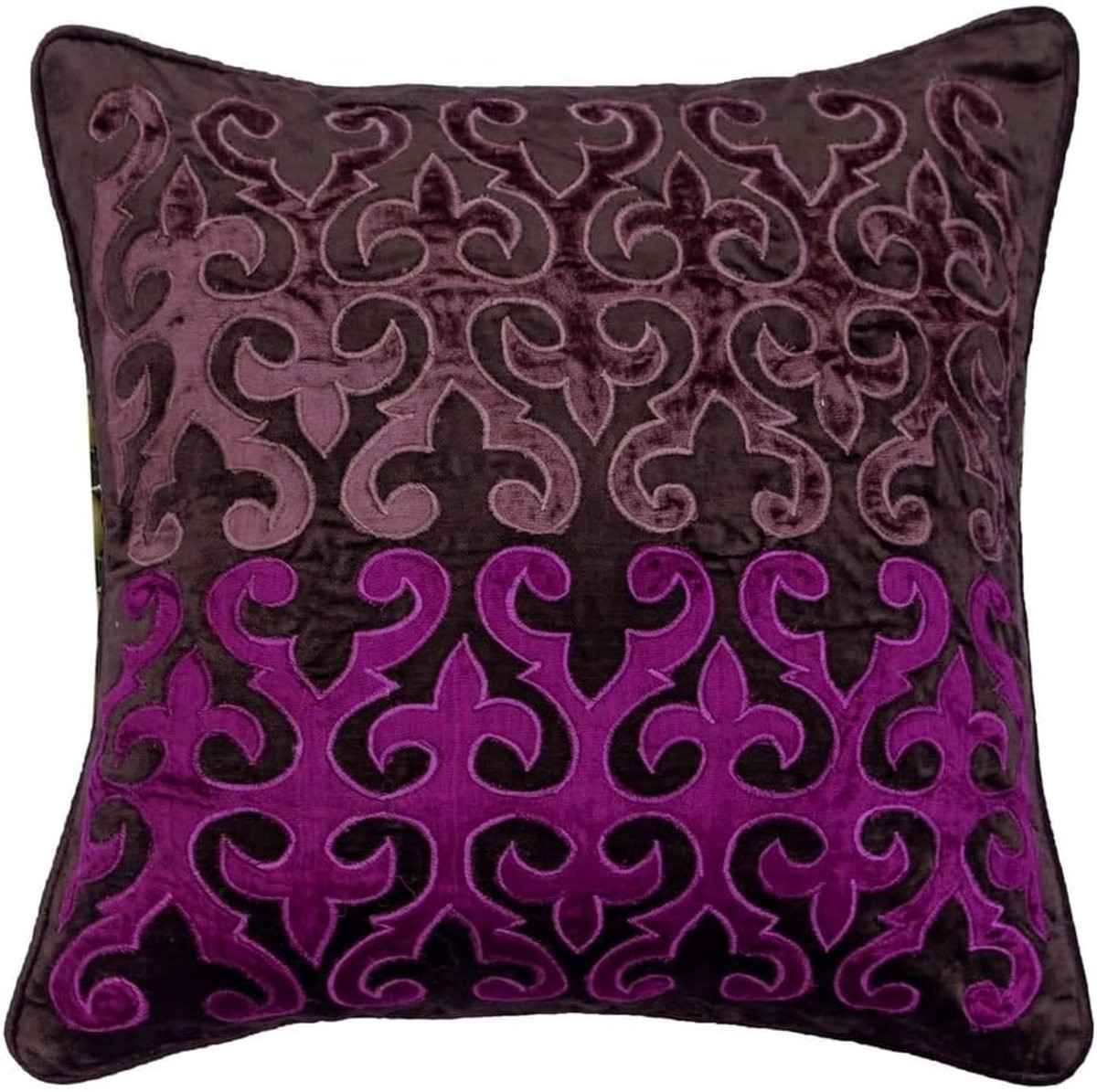 Handgemaakte fluwelen sierkussenhoes in purper, 60 x 60 cm