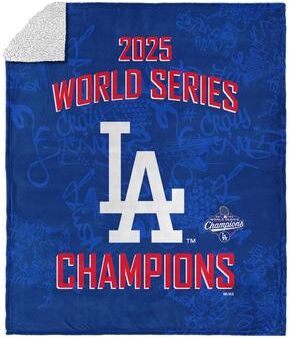 MLB 2025 World Series Championship Los Angeles Dodgers Five Tool Silk Touch Sherpa Throw Blanket