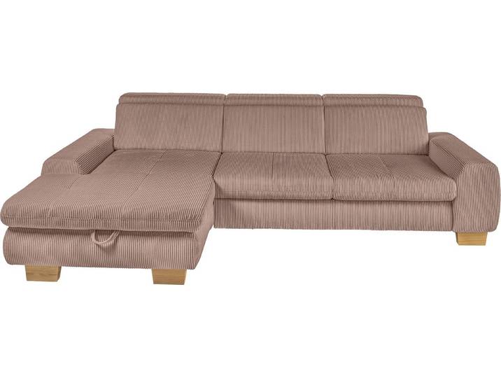 set one by Musterring Ecksofa, whlw. mit Funktion, Kaltschaum, in Cord, rose, Sitzhöhe 49