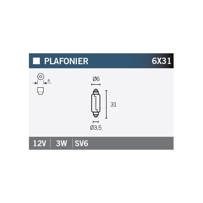 Ampoule Vicma 6x31 SV6 12V 3W