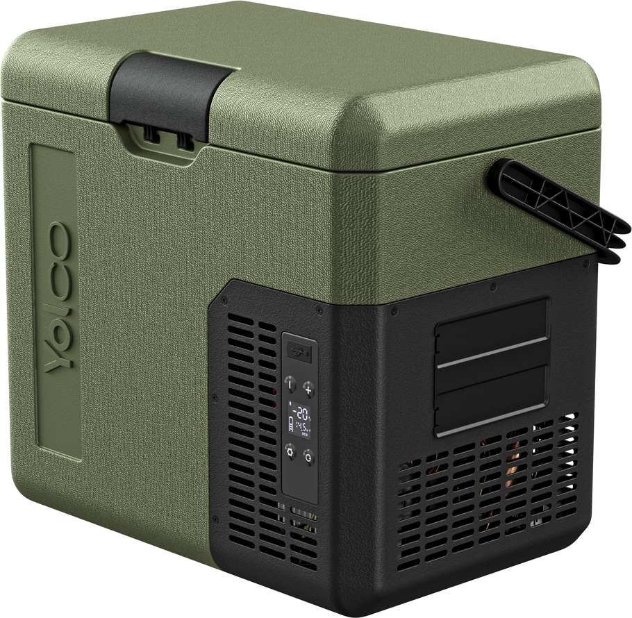 Yolco ET18 GREEN Kühlbox Kühlschrank Gefrierbox Mini tragbare Elektrische Kühlbox mit Kompressor 12/24V DC für Auto, LKW, Boot