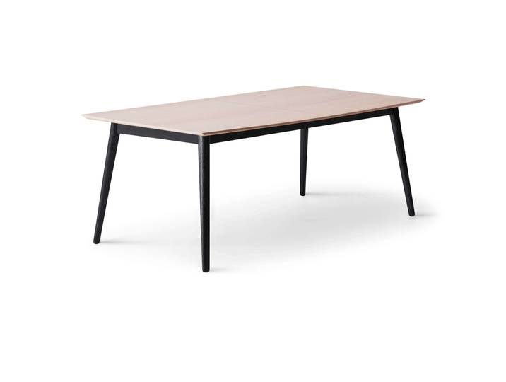 Esstisch, Massivholz Esche, Beige & Schwarz, 210×100 cm, Ausziehbar mit 2 Einlegeplatten, Modern, Hammel Furniture