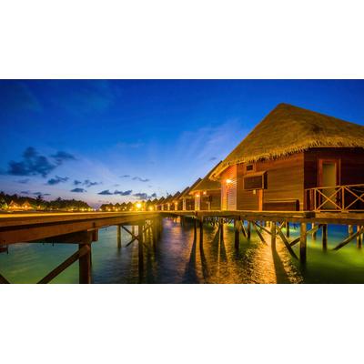 Fototapete PAPERMOON "Maledive Bungalows", bunt, B:4m L:2,6m, Vlies, Tapeten