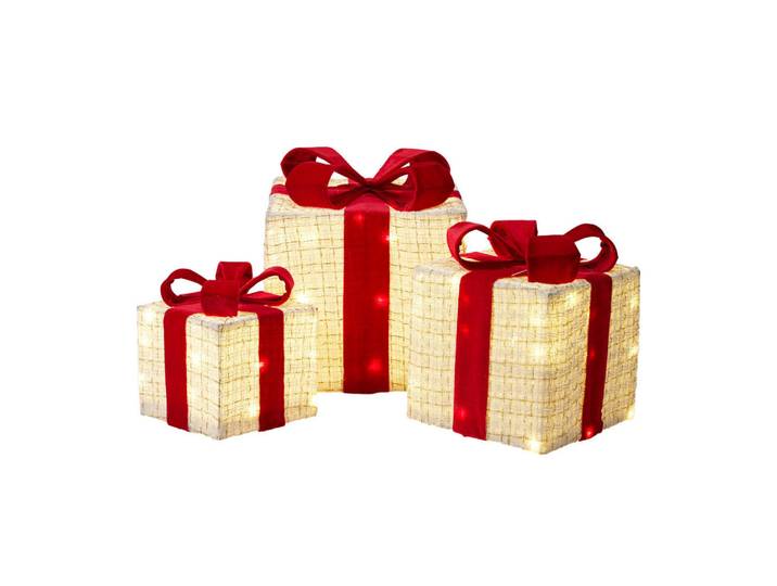 Home Styling Collection Weihnachtsdekoration 3er-Set, Weiß, Metall, 25x28x25 cm, Dekoration, Weihnachtsdekoration