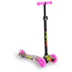 Byox Kinderroller Rapture, Aluminium Scooter mit LED-Rädern, Wassertransferdruck rosa