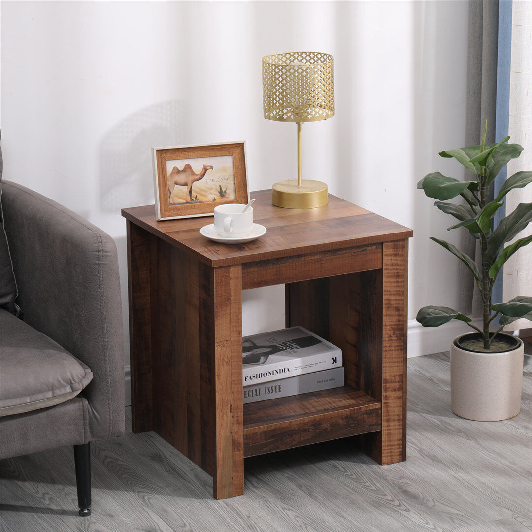Alpen Home Widner Sled End Table Brown 50cm H X 45cm W X 45cm D