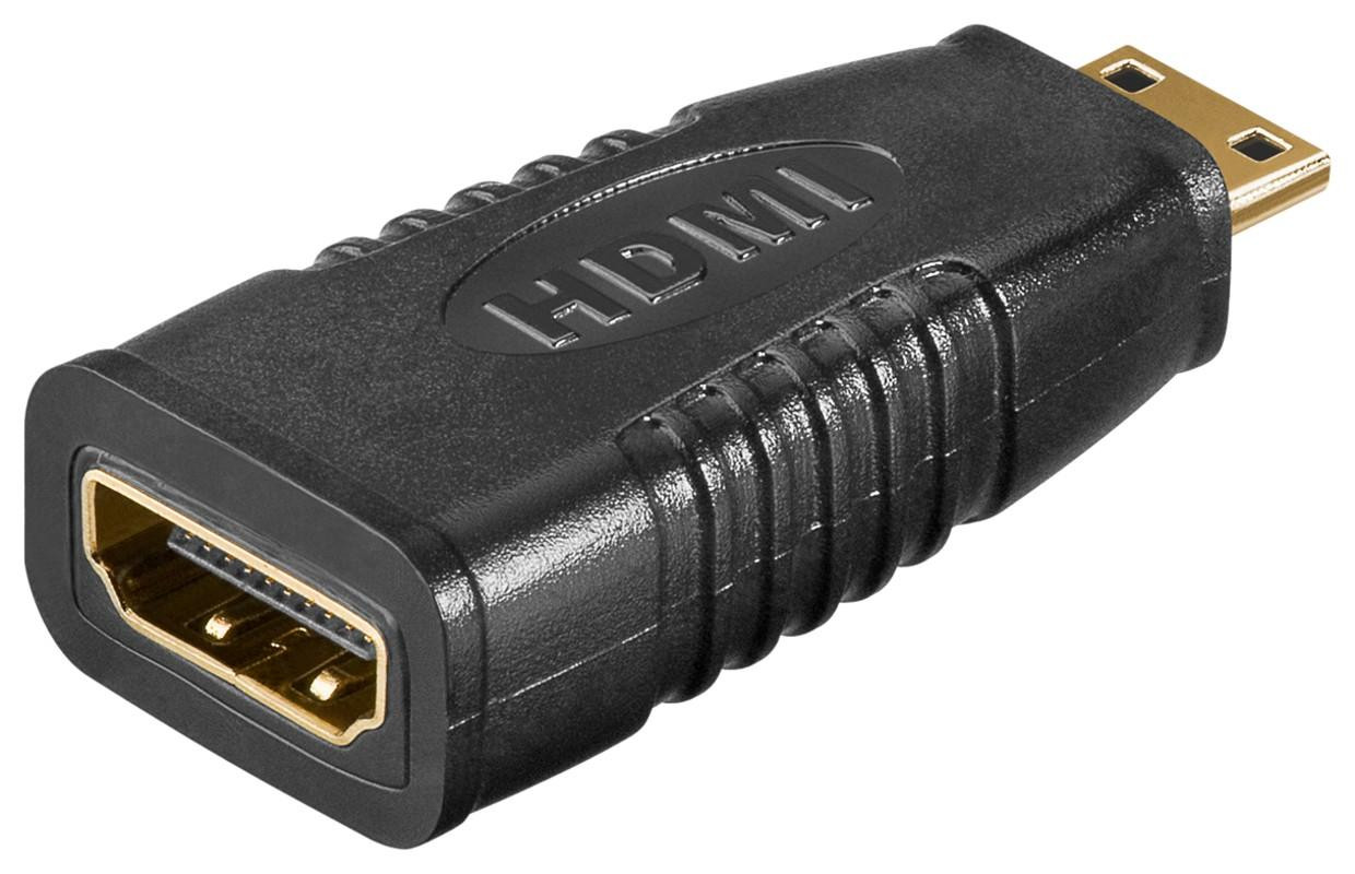 Goobay HDMI Adapter met HDMI-uitgang en Mini USB-C ingang, verguld, zwart