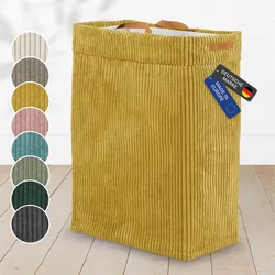 Lycce Wäschekorb Cord – Nischenwäschekorb   platzsparend & praktisch   waschbare Bezüge   faltbarer Wäschesammler   Schlafzimmer, Kinderzimmer & Badezimmer