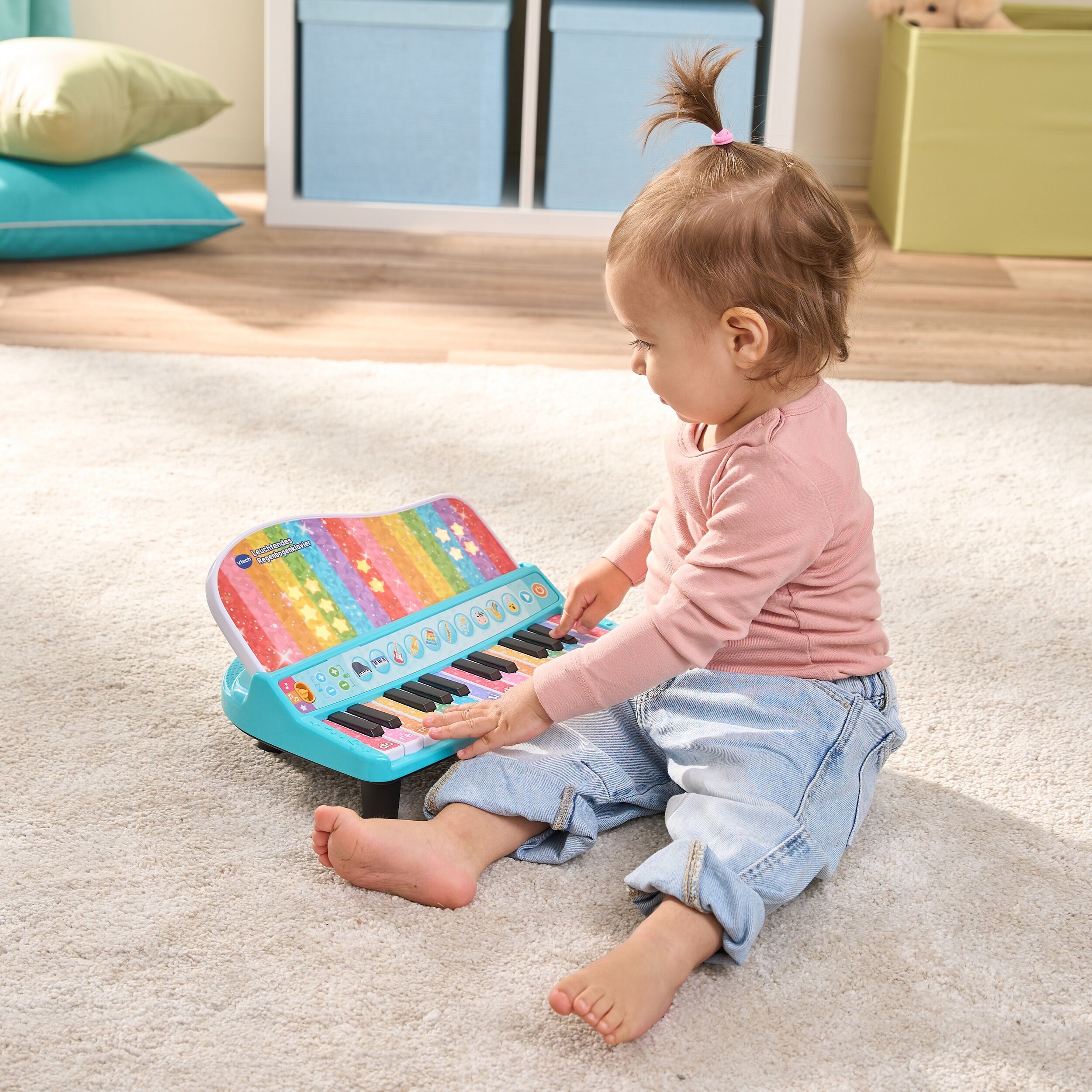 Spielzeug-Musikinstrument VTECH "Leuchtendes Regenbogenklavier", bunt (blau), Spielzeug-Musikinstrumente, Kinder, Kunststoff, Spielzeug-Musikinstrument, mit Lichteffekten