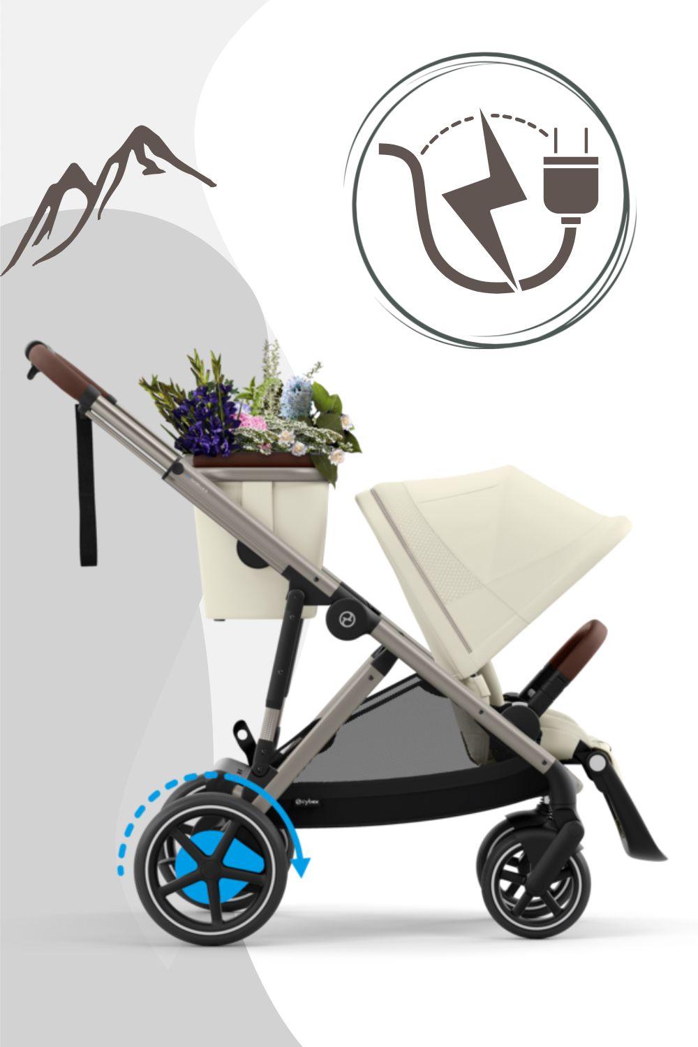Cybex Gold Buggy e-Gazelle S Seashell Beige (Taupe Frame)