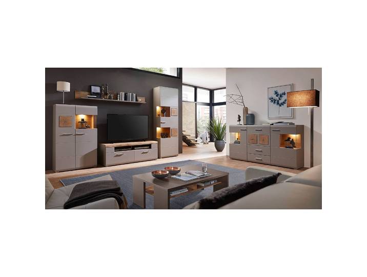 Highboard 80 x 139 x 37cm Grau/Taupe