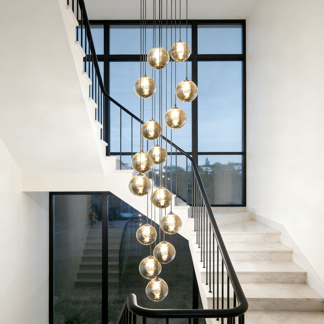 George Oliver Amice 15-Light Adjustable Glass Cluster Pendant Amber