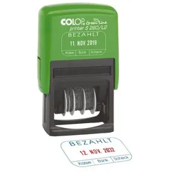 Colop Green Line Selbstfärbender Datumstempel S 260/L2 »Bezahlt« grün