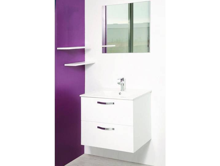 ONDEE ZEN Ensemble caisson + vasque MIXY - 80cm - Blanc - Mélaminé - Livré en kit