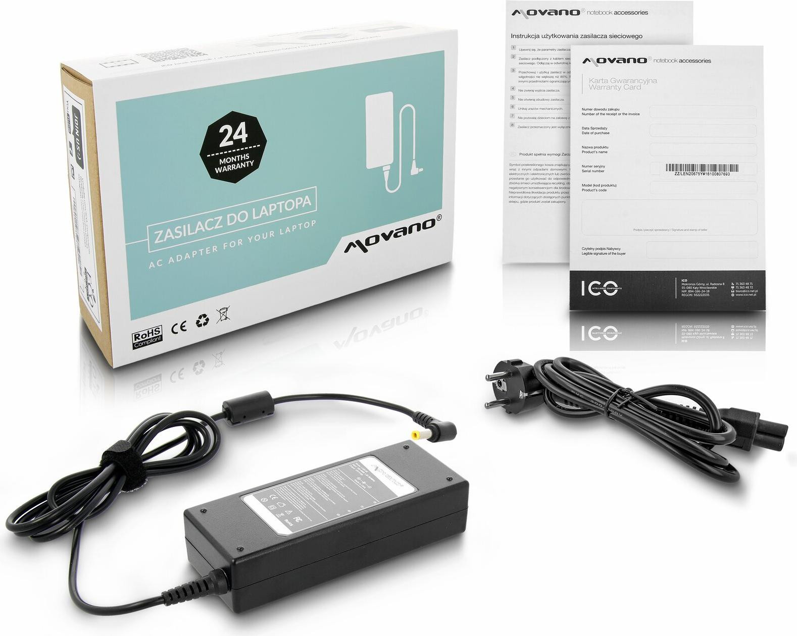Movano Netvoeding/oplader 72W voor LCD-schermen, 12V, 6A, 5.5x2.5mm