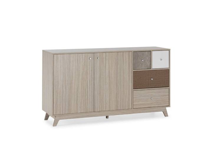 Buffet 2 portes 4 tiroirs multicolores