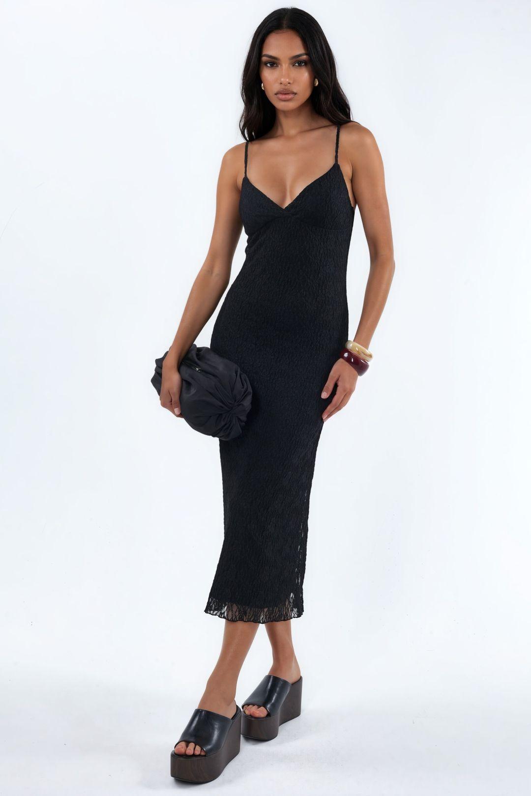 V-Ausschnitt Spitzen-Midi-Kleid im Bodycon-Stil