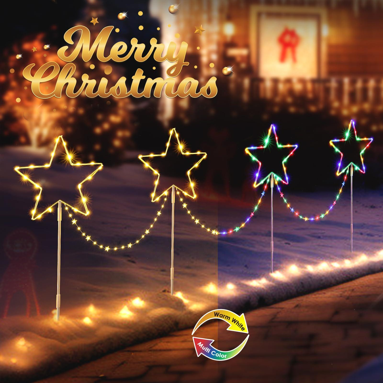 Dripio Stervormige kerstverlichting set van 4, IP65, 8 lichtstanden met timerfunctie
