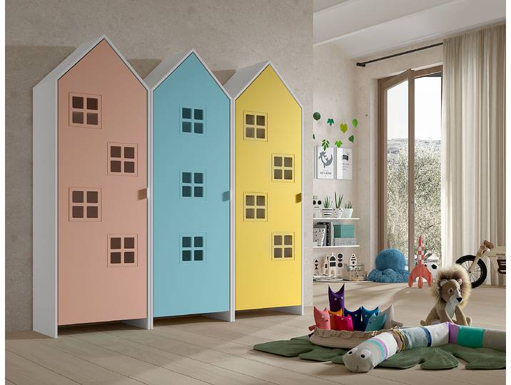 Kleiderschrank Casami Bruges 3-teilig 173 x 171 x 37cm Multicolor/Altrosa/Hellblau
