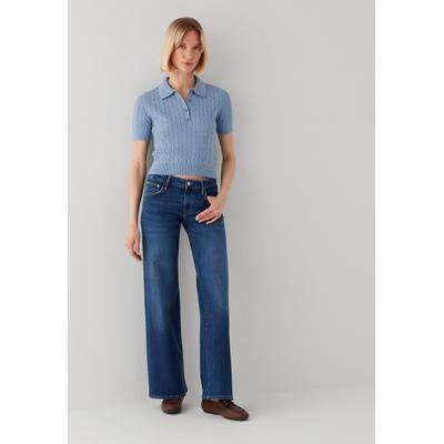 Weite Jeans MAVI "VIVECA", Damen, Gr. 29, Länge 30, blau (dunkelblau str), 87% Baumwolle, 11% Polyester, 2% Elastan, weit normal, Jeans, Wide Leg Jeans