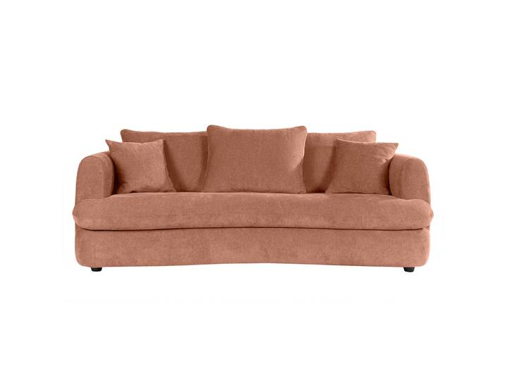 Canapé convertible déhoussable 3-4 places design haricot en tissu effet velours terre brûlée SACHA