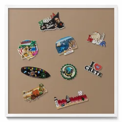 MAGNETTAFEL 50x50 cm Weißer Rahmen Hellbraun